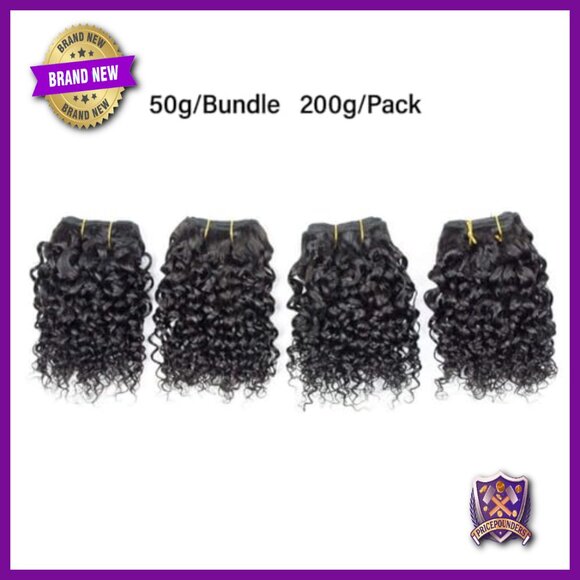 Short Curly Human Hair Extensions, 4-Pack Brazilian Style, 8 Inch main image 5